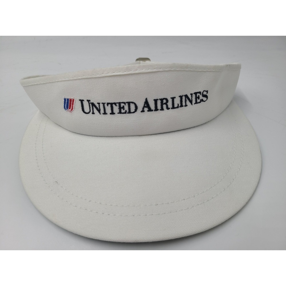 Vintage United Airlines Sun Visor Strapback Adjustable Hat Cap Plane Aviation